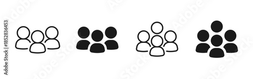 Group of people icon representing team, community, and audience. Simple flat vector symbol for business, teamwork, social network, users, and organization concepts.