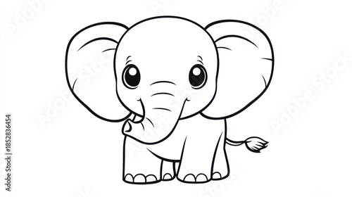 Cartoon elephant illustration isolated on white background for design projects