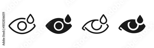 Eye pain and tear icon representing vision problems, eye irritation and medical symptoms. Vector symbol for ophthalmology, dry eye, crying and healthcare concepts.