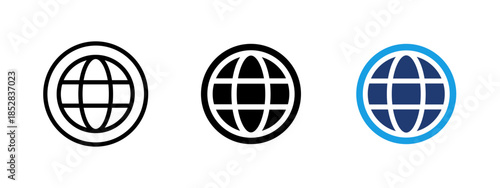 Web internet icon. Global world symbol for internet, network, international communication, worldwide business, travel and web applications.