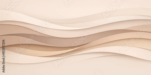 Soft peach and beige wavy layered abstract background design