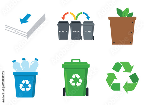 Recycling and Waste Management Icon Set
