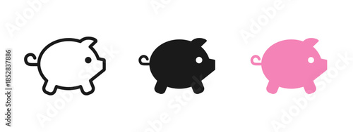 Pig icon in simple flat style. Minimal animal pictogram isolated on white background. Cute pig symbol for user interface, web design, mobile app, infographic or presentation use.