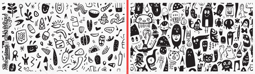 abstract doodle clipart, modern shape illustrations, organic abstract designs, hand drawn abstract art, minimal shape patterns, black white abstract clipart, printable abstract doodles, surface design