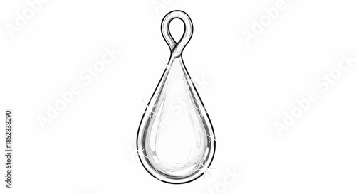 A clear, sparkling teardrop pendant with a loop on a white background.