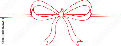 Red bow gift ribbon. Line collection. Holiday set. Red line bow gift ribbon. String bows for parcel wrap silhouette icons.