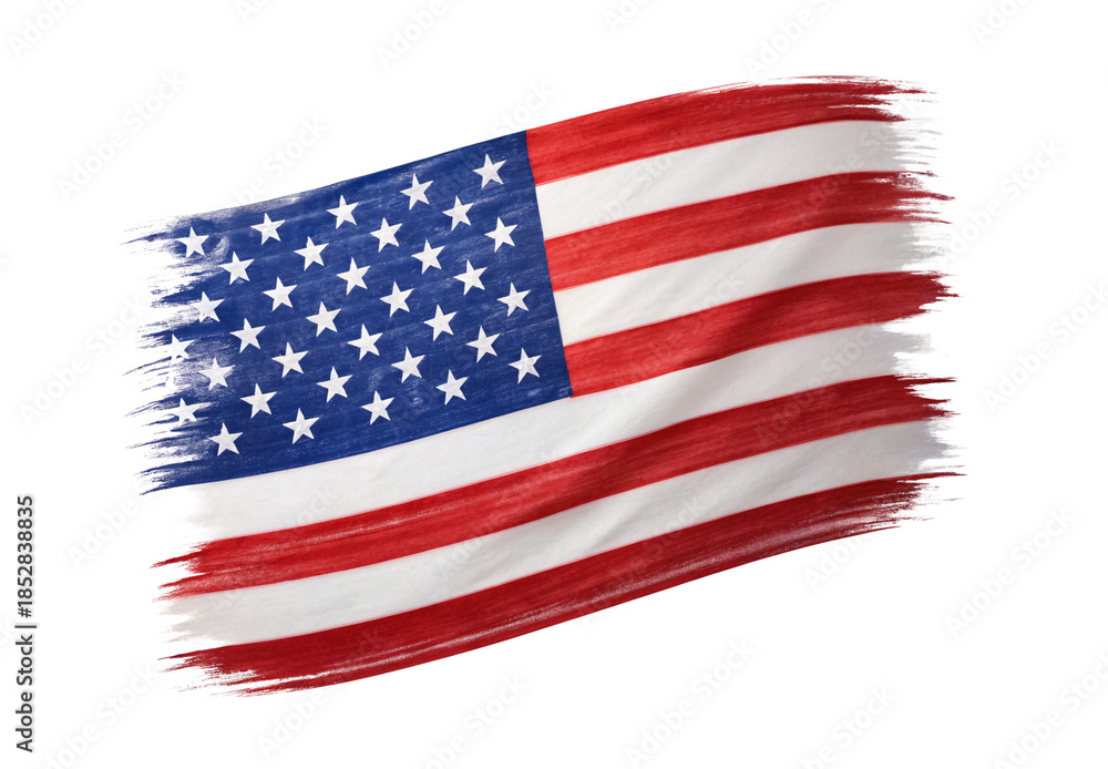 Obraz premium American flag painted with brush strokes stars stripes, isolated on a transparent background