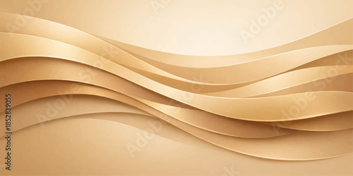 Wavy beige abstract background with smooth flowing curves