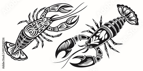 Crayfish & Lobster Wall Art Bundle – Bold Black Vector Illustration