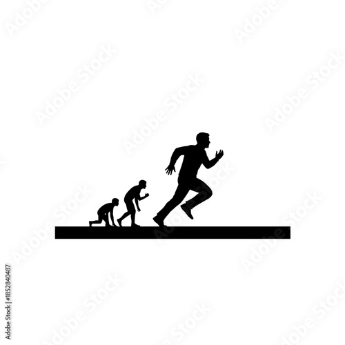 Evolution of human movement isolated on transparent background