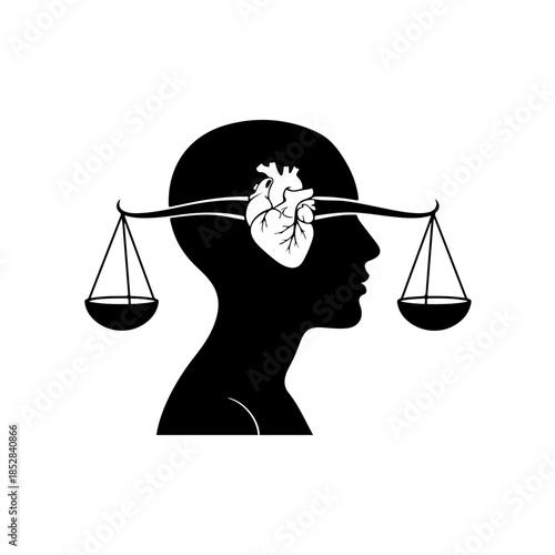 Balancing heart and mind isolated on transparent background