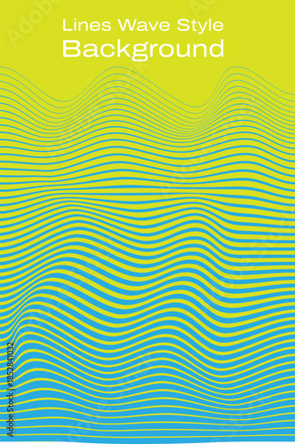 abstract background vector illustration featuring a retro blue wave pattern with yellow curved lines and a flowing water texture design