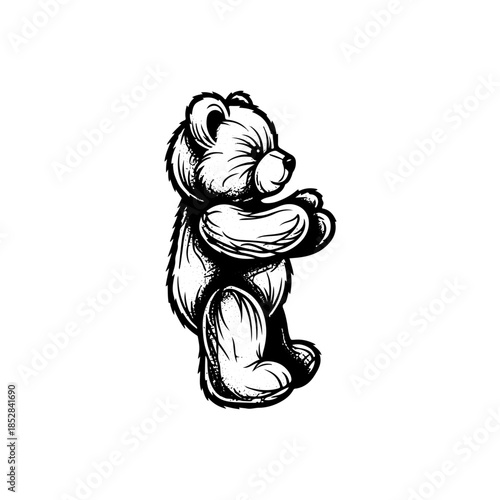 Teddy bear embracing itself isolated on transparent background