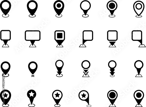 Map pin location icon set. Map markers isolated. Pointer GPS location symbol.