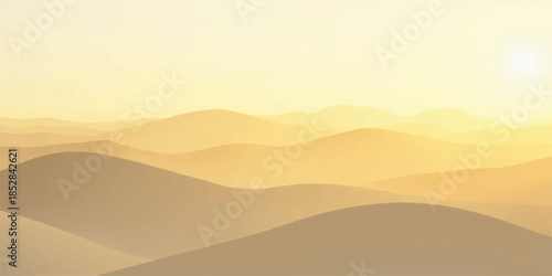 Serene desert landscape with sandy dunes at sunset