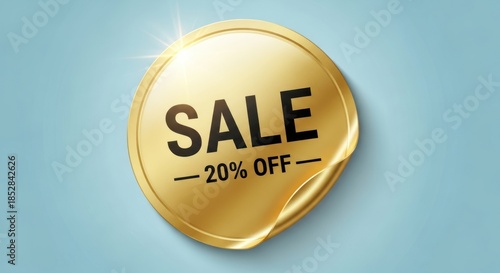 Golden Sale Sticker with 20 Off Discount.