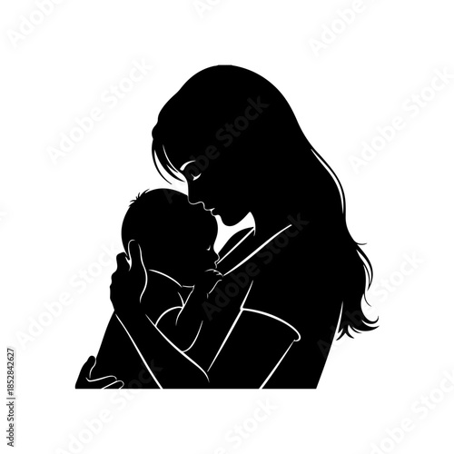 Tender moment between mother and child isolated on transparent background