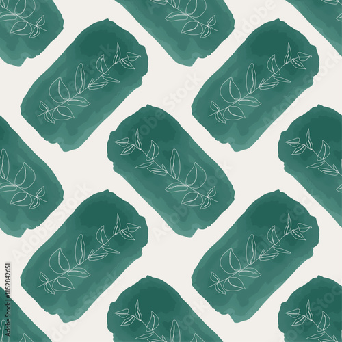 Trendy minimalist seamless botanical pattern with abstract creative line art hand drawn composition