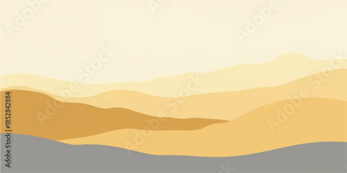 Abstract desert landscape with sandy dunes and clear sky