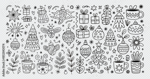 Vintage hand drawn vector art collection featuring a seamless pattern set with birds and black and white cats for retro Christmas decoration and Italian pizza shop ornament texture design