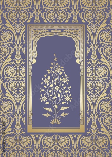 wedding card design, paisley floral pattern , India	