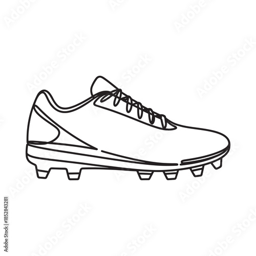 A simple line drawing depicts a single soccer cleat viewed from a side angle