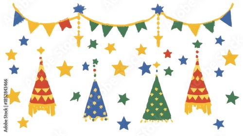 Festive decorations for celebrations events graphic colorful creative atmosphere