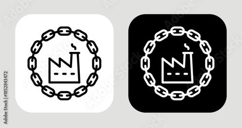 Industry Chain Icon In Black and White Line Style