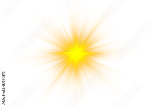 Shining light bursts scatter sparkling stars. Soft neon glow adds a dreamy feeling. Transparent PNG allows layering in any design project.
