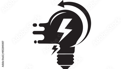 Fast Idea Lightbulb with Lightning Bolt and Speed Lines Representing Rapid Innovation and Creative Insight