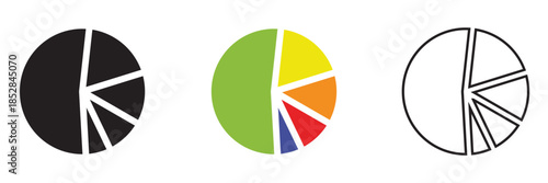 Colorful and black Floral pie chart icon. Infographic design for business, education, data and presentation vector. EPS 10
