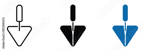 Trowel icons in black and blue for construction and masonry projects