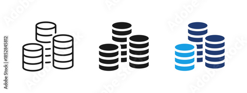 Coin stacks icon representing money, cash savings and financial wealth. Simple vector illustration for banking, finance, investment, income, budget planning and economic concepts.
