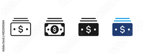 Money banknotes icon representing cash, currency and financial payment. Concept of paper money, wealth, salary and savings. Clean vector icon for finance, banking, economy and money design.