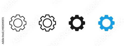 Settings gear icon representing configuration, system control and preferences. Concept of setup, tools and adjustment for user interface, software, web and mobile application design.