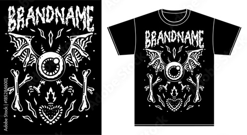 tshirt illustration design metal band merchandise eye bat