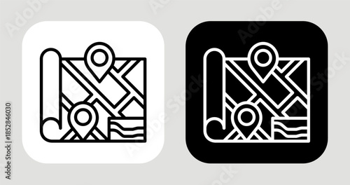 Niche Map Icon In Black and White Line Style