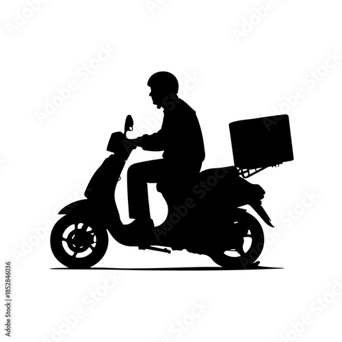 Delivering food on a scooter isolated on transparent background