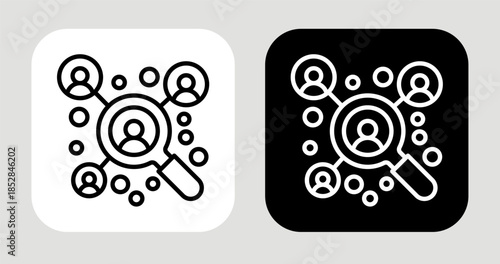 Buyer Cluster Icon In Black and White Line Style