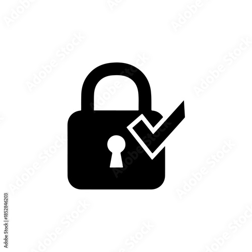 Unlocked padlock with checkmark isolated on transparent background