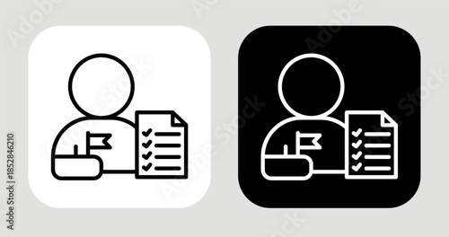 Buyer Marker Icon In Black and White Line Style