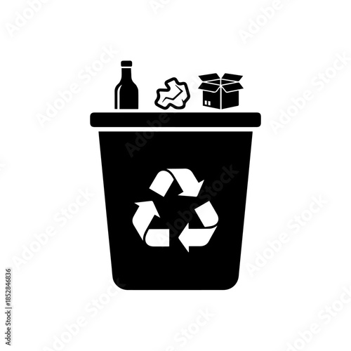 Recycling bin with various materials