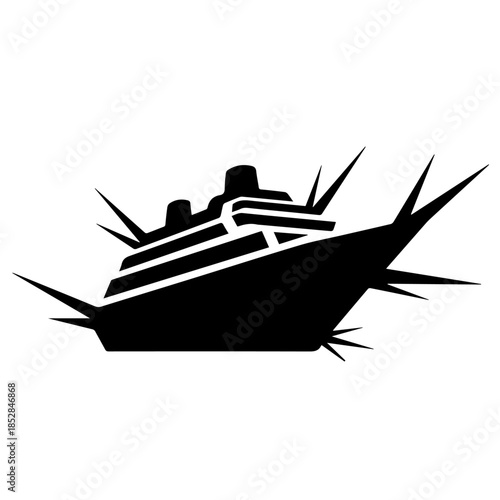 Silhouette of a sinking ship