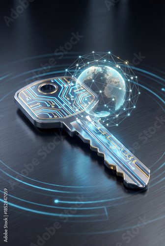 Secure Global Information Technology Key Cybersecurity Concept