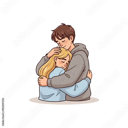 Comforting embrace isolated on transparent background