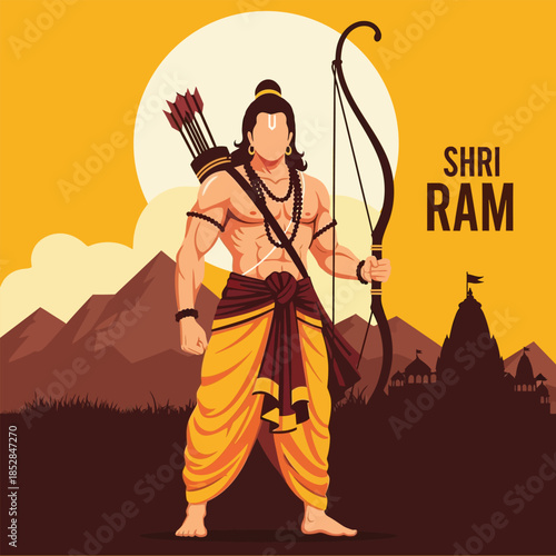 Lord Rama Shri Ram Vector Illustration .