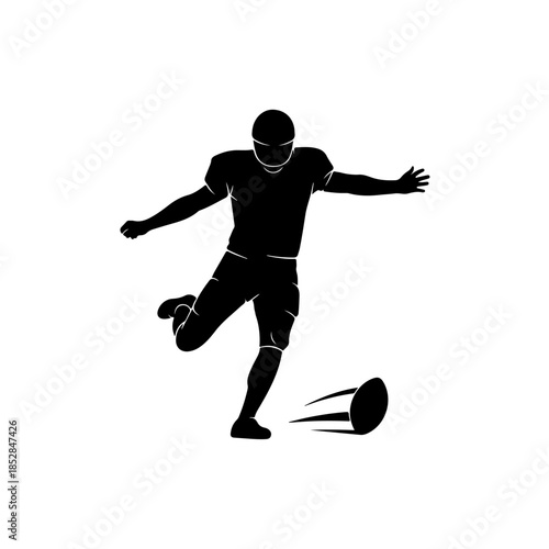 Football player kicking ball isolated on transparent background
