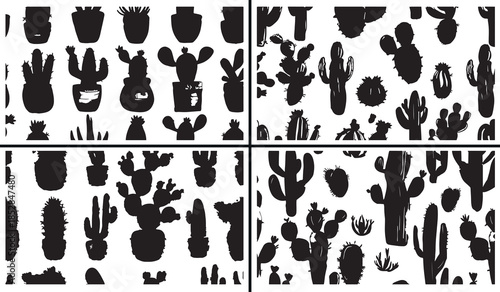 cactus clipart illustration, desert plant doodles, succulent botanical art, hand drawn cactus designs, southwest nature icons, black white cactus clipart, printable plant illustrations, boho desert pa