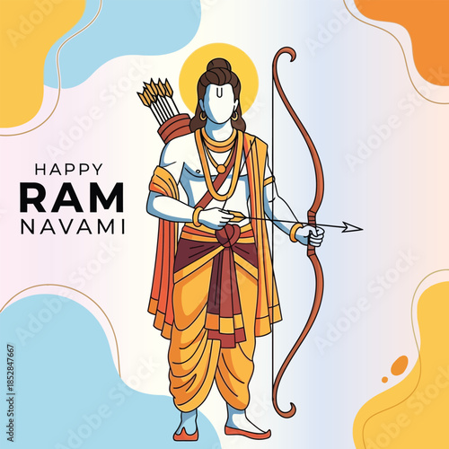 Ram Navami Celebration Hindu God Rama Illustration .