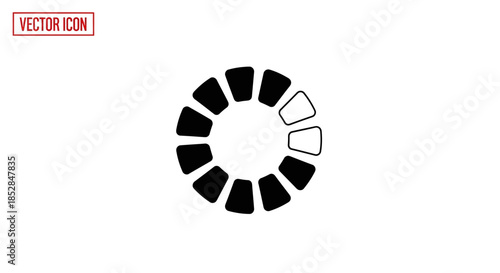 Black and white gear wheel icon.